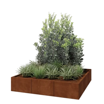 Donica XXL ze stali corten - Kwadratowe - 150 x 150 x 30 cm - Bez płyty dolnej