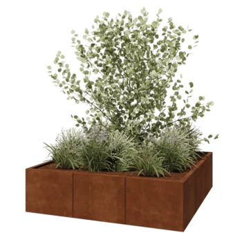 Donica XXL ze stali corten - Kwadratowe - 150 x 150 x 40 cm - Bez płyty dolnej