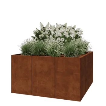 Donica XXL ze stali corten - Kwadratowe - 150 x 150 x 80 cm - Bez płyty dolnej