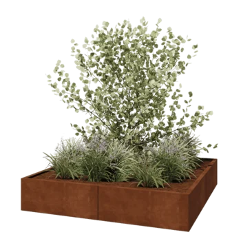 Donica XXL ze stali corten - Kwadratowe - 160 x 160 x 30 cm - Bez płyty dolnej