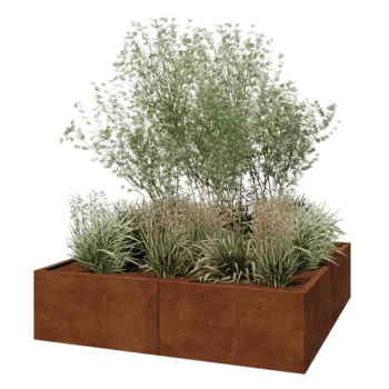 Donica XXL ze stali corten - Kwadratowe - 160 x 160 x 40 cm - Bez płyty dolnej