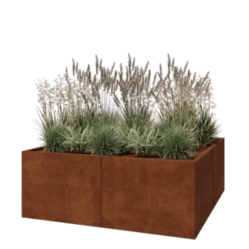 Donica XXL ze stali corten - Kwadratowe - 160 x 160 x 60 cm - Bez płyty dolnej