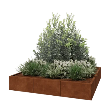 Donica XXL ze stali corten - Kwadratowe - 180 x 180 x 30 cm - Bez płyty dolnej