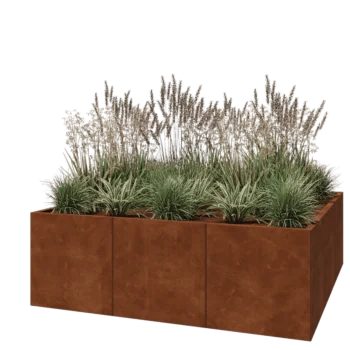 Donica XXL ze stali corten - Kwadratowe - 180 x 180 x 60 cm - Bez płyty dolnej