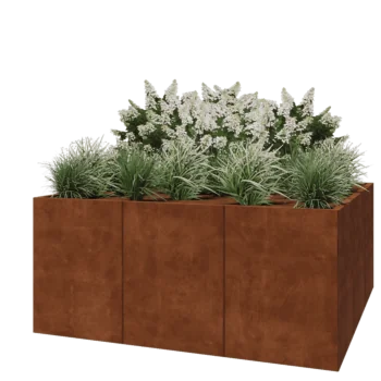 Donica XXL ze stali corten - Kwadratowe - 180 x 180 x 80 cm - Bez płyty dolnej