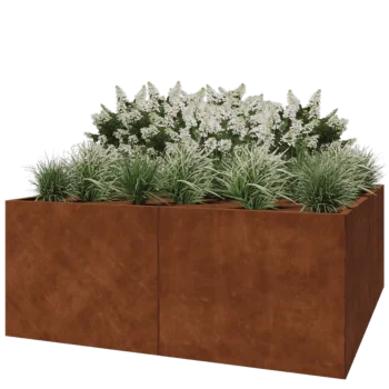 Donica XXL ze stali corten - Kwadratowe - 200 x 200 x 80 cm - Bez płyty dolnej