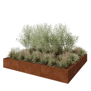 Donica XXL ze stali corten - Kwadratowe - 300 x 300 x 40 cm - Bez płyty dolnej