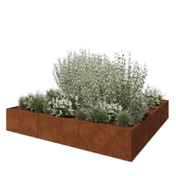 Donica XXL ze stali corten - Kwadratowe - 300 x 300 x 50 cm - Bez płyty dolnej