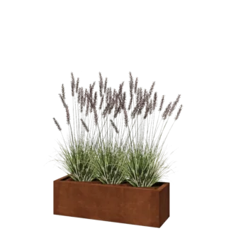 Donica ze stali corten - Prostokątne - 100 x 30 x 30 cm - Z płytą dolną