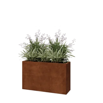 Donica ze stali corten - Prostokątne - 100 x 30 x 60 cm - Z płytą dolną