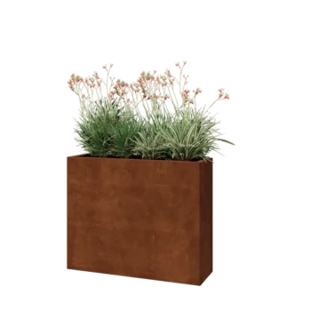 Donica ze stali corten - Prostokątne - 100 x 30 x 80 cm - Bez płyty dolnej