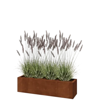 Donica ze stali corten - Prostokątne - 120 x 30 x 30 cm - Z płytą dolną