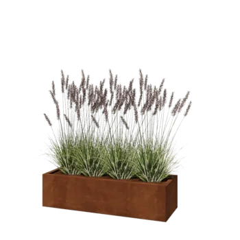 Donica ze stali corten - Prostokątne - 120 x 40 x 30 cm - Z płytą dolną