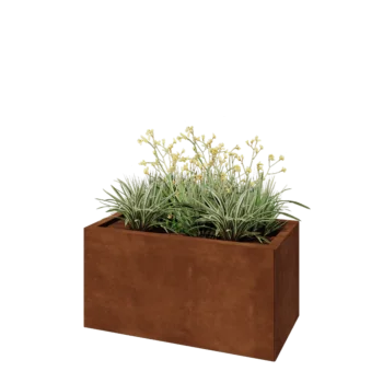 Donica ze stali corten - Prostokątne - 80 x 40 x 40 cm - Z płytą dolną
