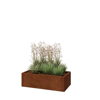 Donica ze stali corten - Prostokątne - 100 x 50 x 30 cm - Bez płyty dolnej