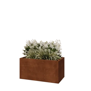 Donica ze stali corten - Prostokątne - 100 x 50 x 50 cm - Z płytą dolną