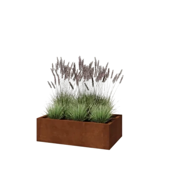 Donica ze stali corten - Prostokątne - 100 x 60 x 30 cm - Z płytą dolną