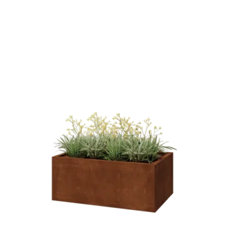 Donica ze stali corten - Prostokątne - 100 x 60 x 40 cm - Z płytą dolną