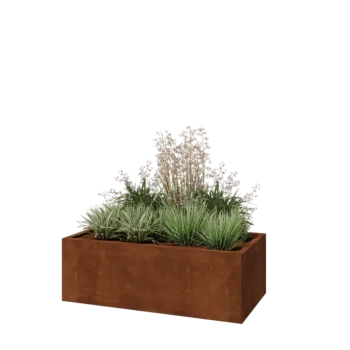 Donica ze stali corten - Prostokątne - 120 x 60 x 40 cm - Z płytą dolną