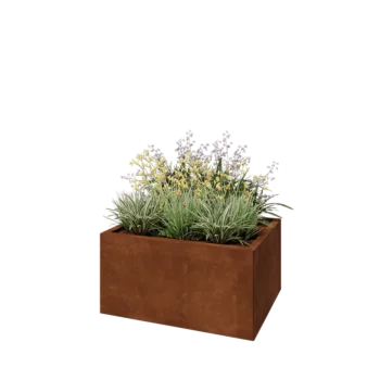 Donica ze stali corten - Prostokątne - 80 x 60 x 40 cm - Bez płyty dolnej