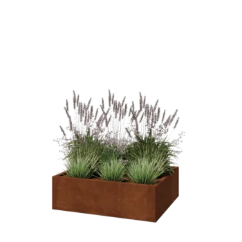 Donica ze stali corten - Prostokątne - 100 x 80 x 30 cm - Bez płyty dolnej