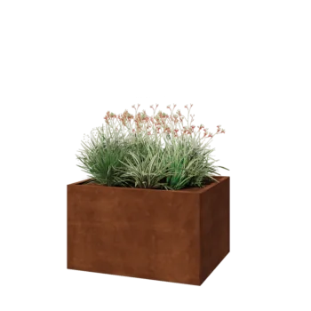 Donica ze stali corten - Prostokątne - 100 x 80 x 60 cm - Z płytą dolną