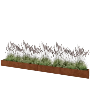 Donica XXL ze stali corten - Prostokątne - 480 x 30 x 30 cm - Z płytą dolną