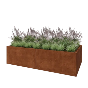 Donica XXL ze stali corten - Prostokątne - 240 x 120 x 60 cm - Bez płyty dolnej