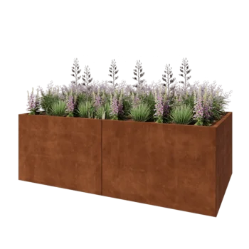 Donica XXL ze stali corten - Prostokątne - 240 x 120 x 80 cm - Bez płyty dolnej