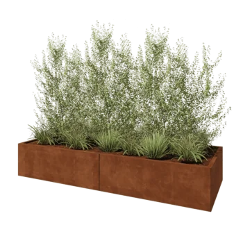 Donica XXL ze stali corten - Prostokątne - 240 x 80 x 40 cm - Z płytą dolną