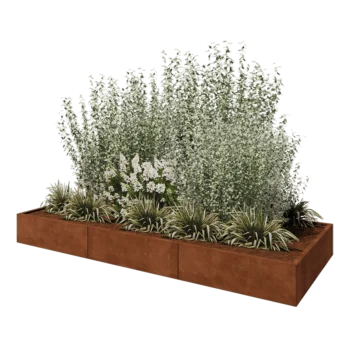 Donica XXL ze stali corten - Prostokątne - 300 x 120 x 30 cm - Bez płyty dolnej