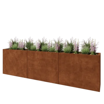 Donica XXL ze stali corten - Prostokątne - 300 x 40 x 80 cm - Bez płyty dolnej