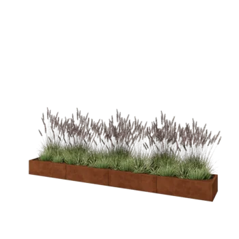 Donica XXL ze stali corten - Prostokątne - 400 x 50 x 30 cm - Bez płyty dolnej