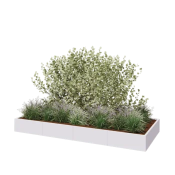 Stalowa donica XXL - Prostokątne - 320 x 120 x 30 cm - RAL9010 matowy (biały) - Z płytą dolną