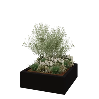 Donica poliestrowa - Kwadrat - 120 x 120 x 40 cm - RAL9005 matowy (czarny) - Z dnem