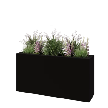Donica poliestrowa - Prostokąt - 120 x 30 x 60 cm - RAL9005 matowy (czarny) - Z dnem