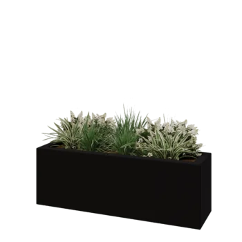 Donica poliestrowa - Prostokąt - 120 x 30 x 40 cm - RAL9005 matowy (czarny) - Z dnem