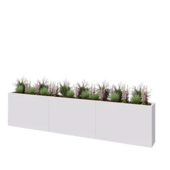 Stalowa donica XXL - Prostokątne - 360 x 30 x 80 cm - RAL9010 matowy (biały) - Z płytą dolną