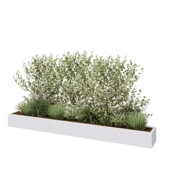 Stalowa donica XXL - Prostokątne - 360 x 40 x 30 cm - RAL9010 matowy (biały) - Z płytą dolną