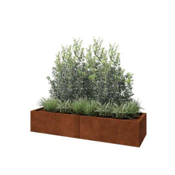 Donica XXL ze stali corten - Prostokątne - 160 x 50 x 30 cm - Bez płyty dolnej