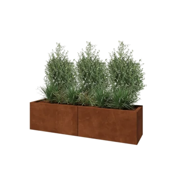 Donica XXL ze stali corten - Prostokątne - 160 x 40 x 40 cm - Bez płyty dolnej