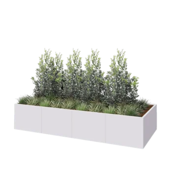 Stalowa donica XXL - Prostokątne - 320 x 120 x 60 cm - RAL9010 matowy (biały) - Z płytą dolną