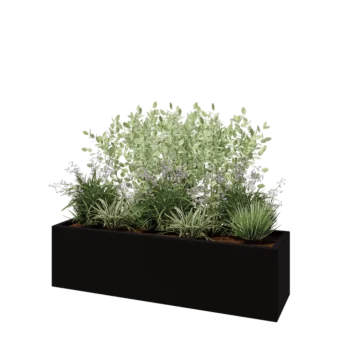 Donica poliestrowa - Prostokąt - 150 x 40 x 40 cm - RAL9005 matowy (czarny) - Z dnem