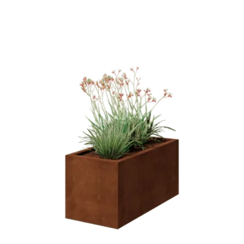 Donica ze stali corten - Prostokątne - 100 x 50 x 50 cm - Spawany - Z płytą dolną