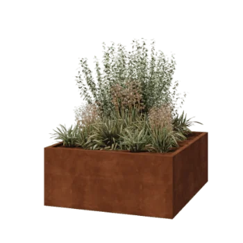 Donica ze stali corten - Kwadratowe - 140 x 140 x 60 cm - Spawany - Bez płyty dolnej