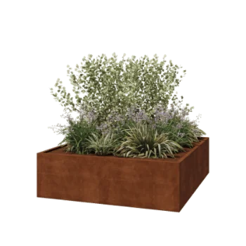 Donica ze stali corten - Kwadratowe - 200 x 200 x 60 cm - Spawany - Bez płyty dolnej