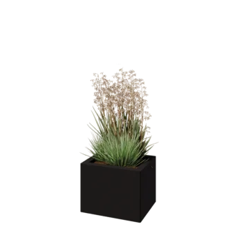 Stalowa donica - Prostokątne - 40 x 30 x 30 cm - RAL9005 matowy (czarny) - Z płytą dolną