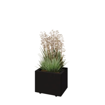 Stalowa donica - Prostokątne - 40 x 30 x 30 cm - RAL9005 matowy (czarny) - Z płytą dolną - Z nóżkami