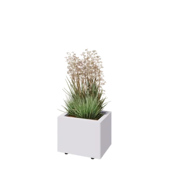 Stalowa donica - Prostokątne - 40 x 30 x 30 cm - RAL9010 matowy (biały) - Z płytą dolną - Z nóżkami