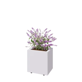 Stalowa donica - Prostokątne - 40 x 30 x 40 cm - RAL9010 matowy (biały) - Z płytą dolną - Z nóżkami